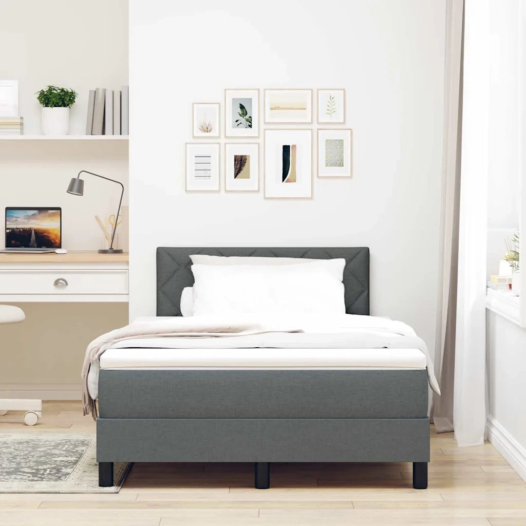 Letto a Sorgente LED con led Grigio scuro 120 x 200 cm Tessuto