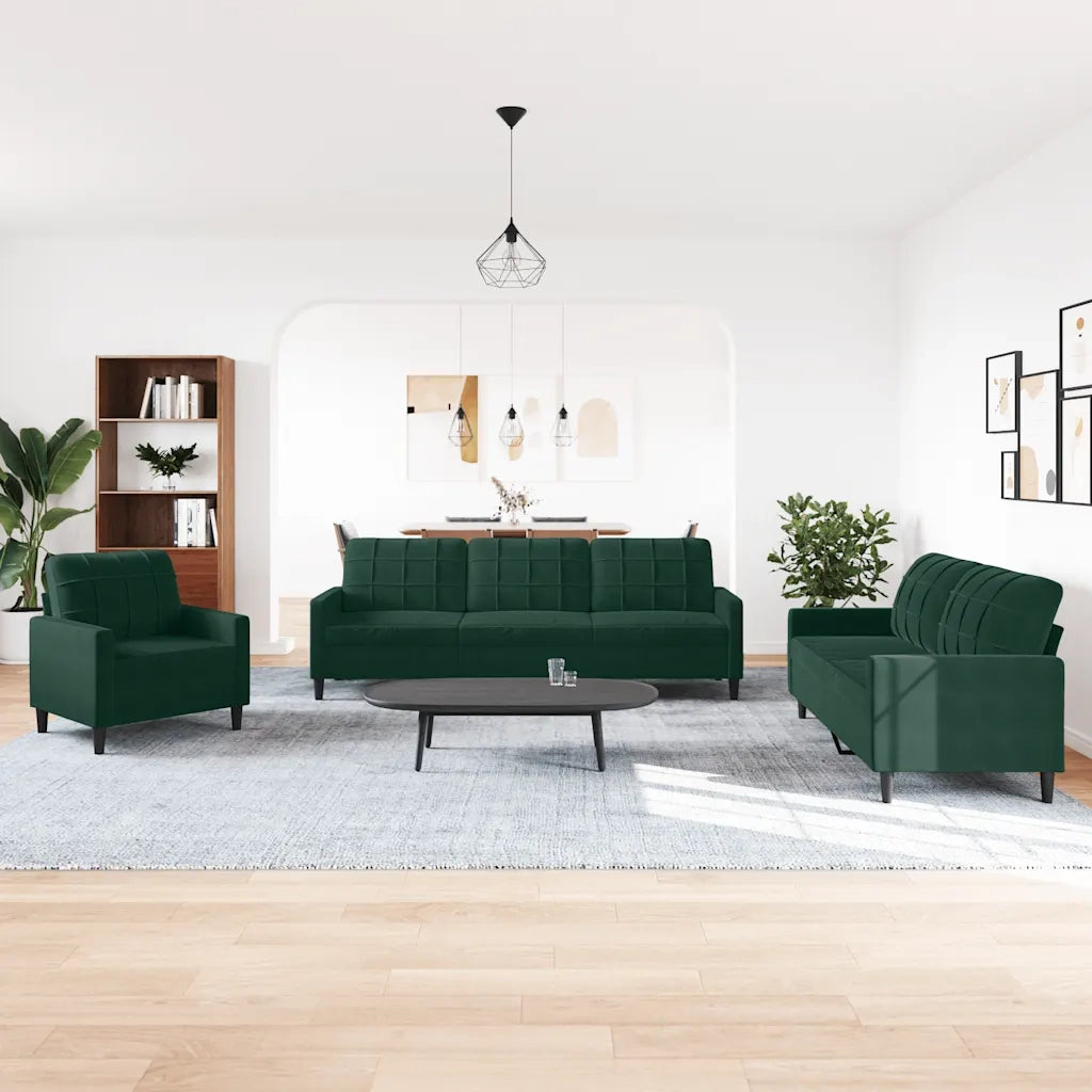 Set di Divani 4 pz con Cuscini Verde scuro in Velluto 3278443