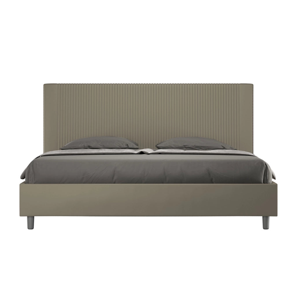 BS COM Letto matrimoniale king size contenitore imbottito 180x210 similpelle cappuccino