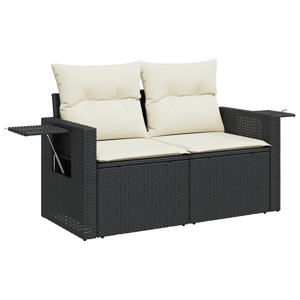 Set Divani da Giardino 10pz con Cuscini in Polyrattan Nero 3326537