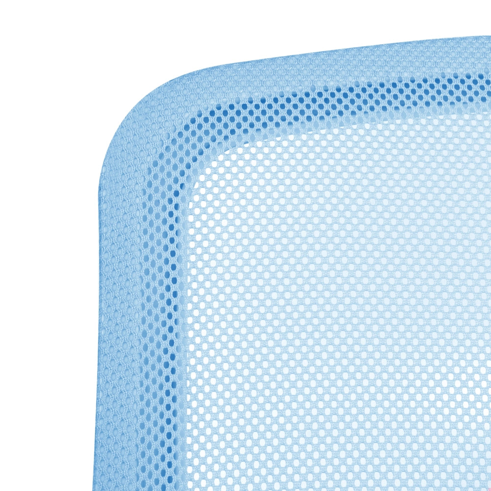 Sedia da ufficio con base girevole e braccioli regolabili in altezza con rete azzurro stile moderno
