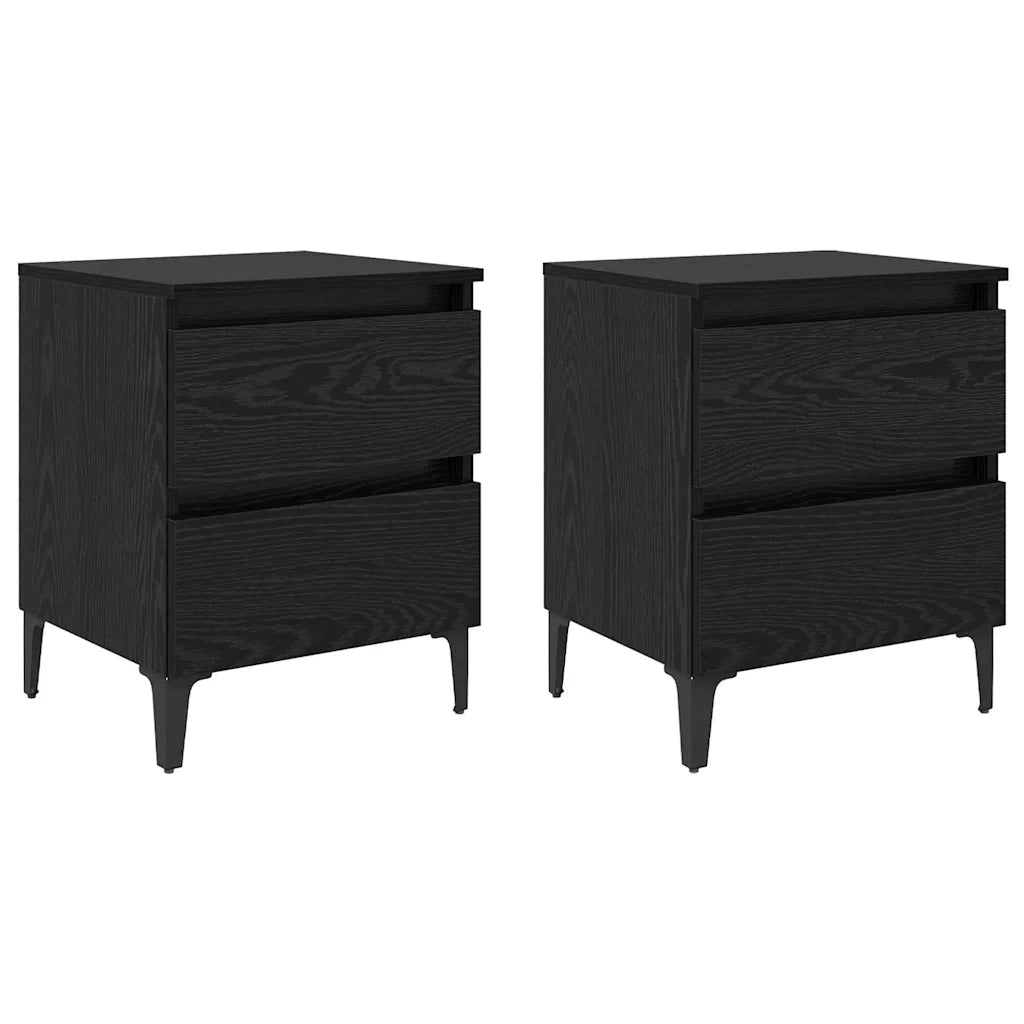 Set di 2 Comodini | Armadio da Notte | Mobiletto da notte Rovere nero 40 x 35 x 50 cm