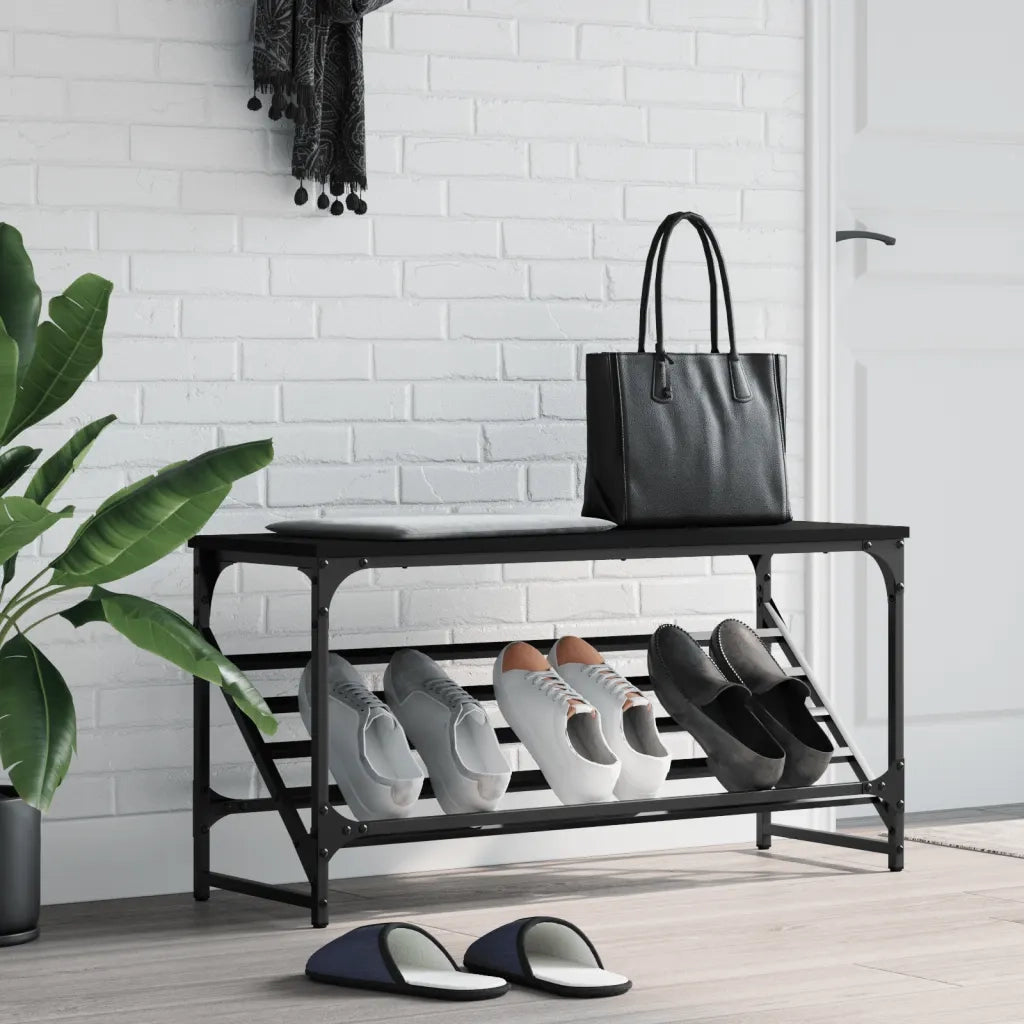 Scarpiera | Mobile per scarpe Nera 90x30x45 cm in Legno Multistrato