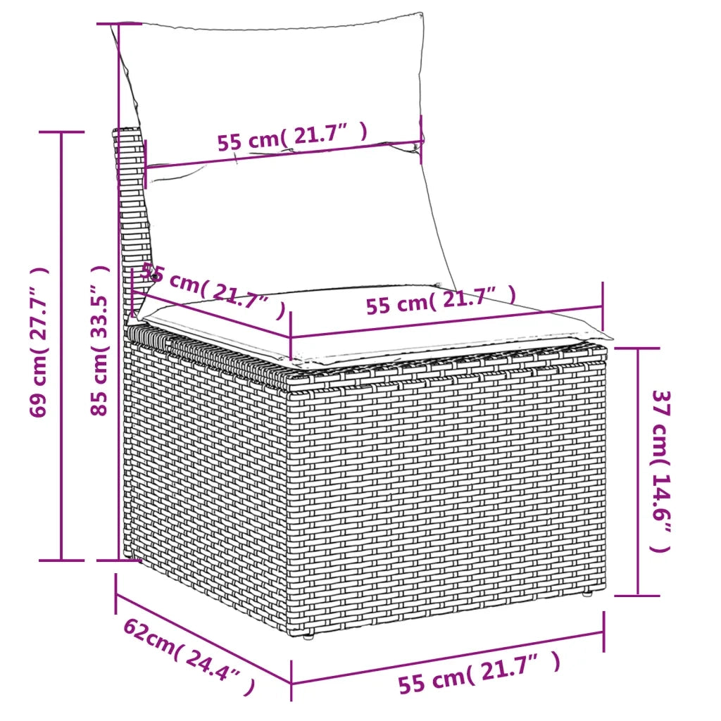 Set Divano da Giardino 10 pz con Cuscini Grigio in Polyrattan 3219420