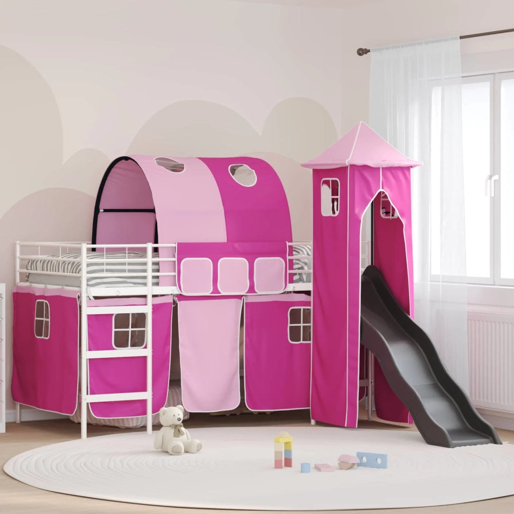 Struttura del letto loft per bambini Bianco e Rosa 107 x 200 cm 42020912