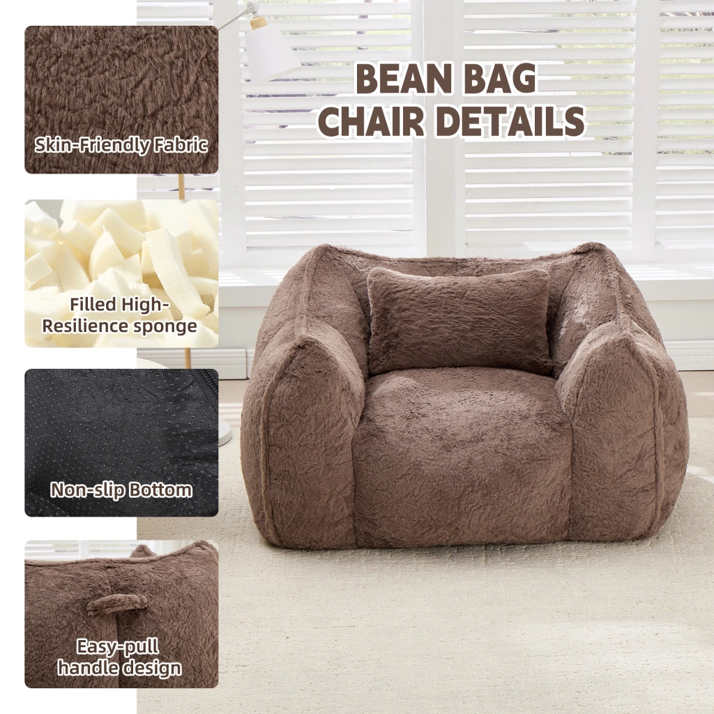 Poltrona sacco gigante con cuscino ¨C Xylo ¨C tessuto similpelle color kaki per soggiorno