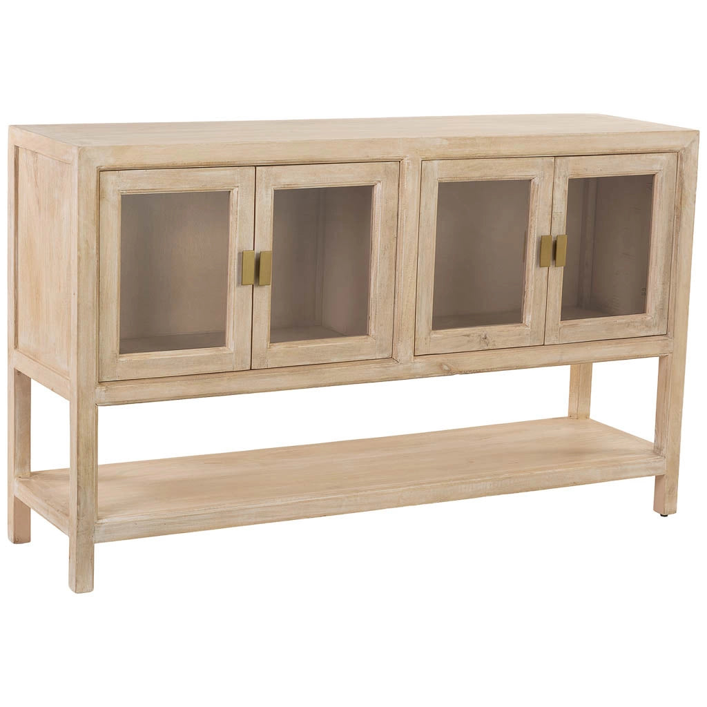 Credenza in legno beige con 4 ante 150x40x90h cm