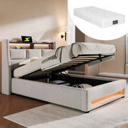 Letto imbottito con USB e LED - Xylo - 90x200 cm con materasso