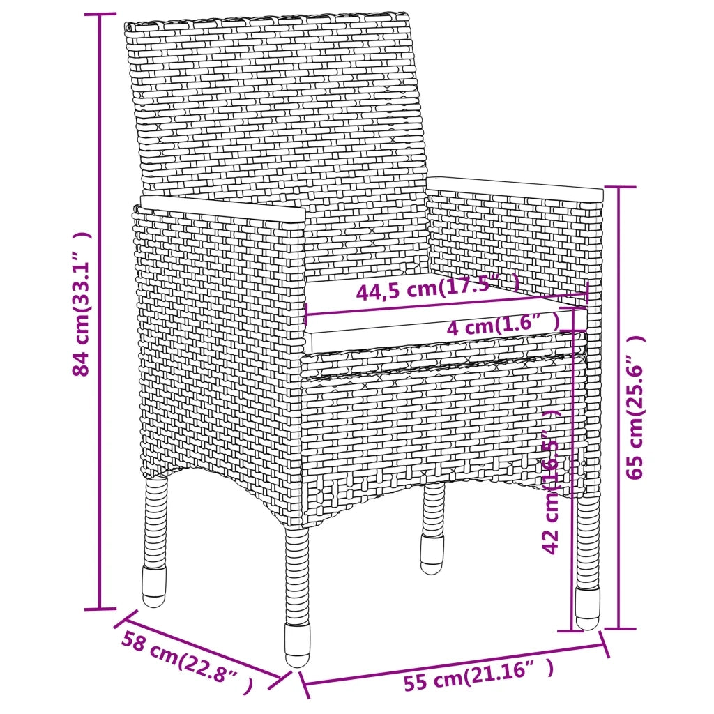 Set da Pranzo per Giardino 5 pz | Set Salotto da Giardino in Polyrattan Nero