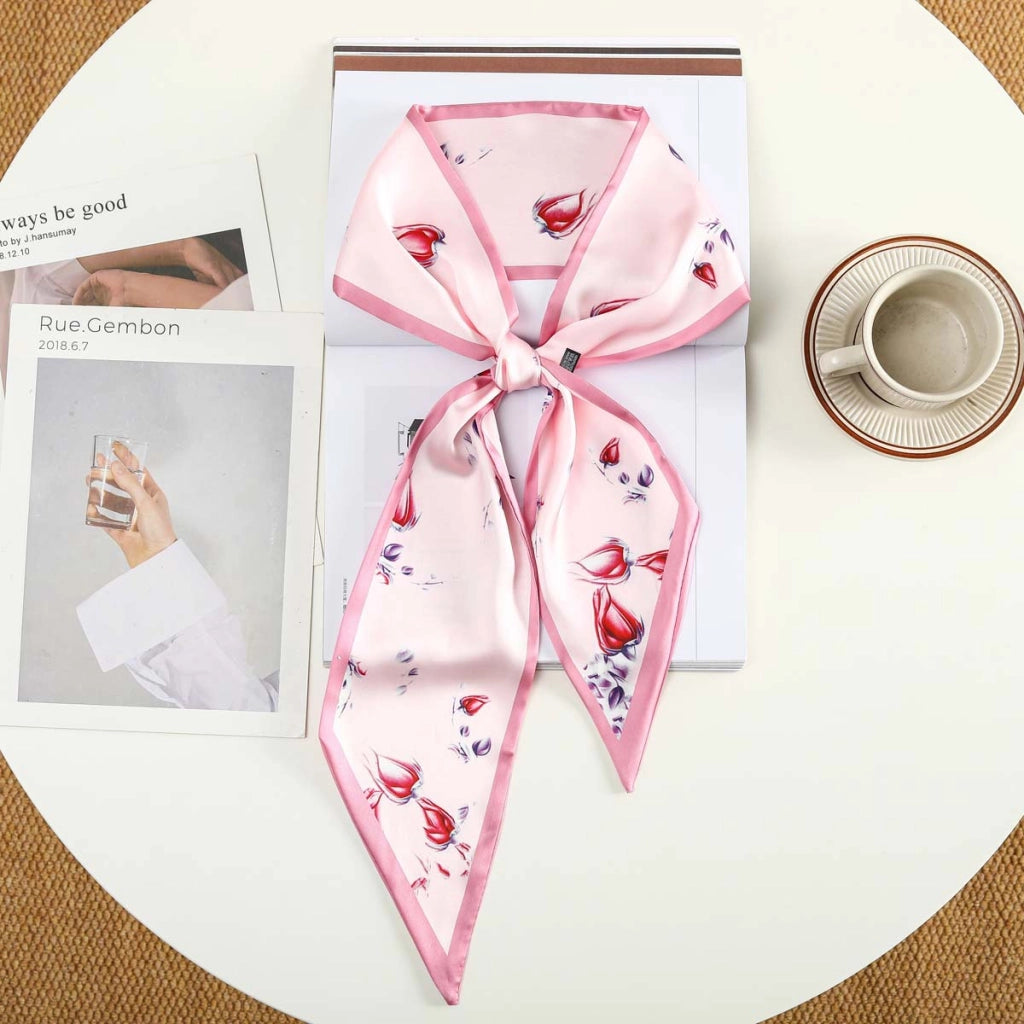 Nuova fascia per capelli alla moda con decorazioni in seta, piccola sciarpa, elastico per capelli, foulard, cintura
