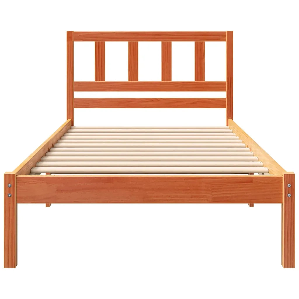 Letto singolo | Letto per adulti | Struttura del letto Marrone cerato 80 x 200 cm Pino massello