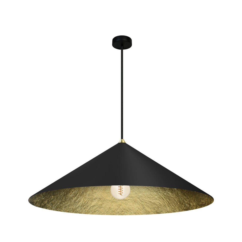 Lampada a sospensione nera oro Ø70 E27 Fuji Milagro