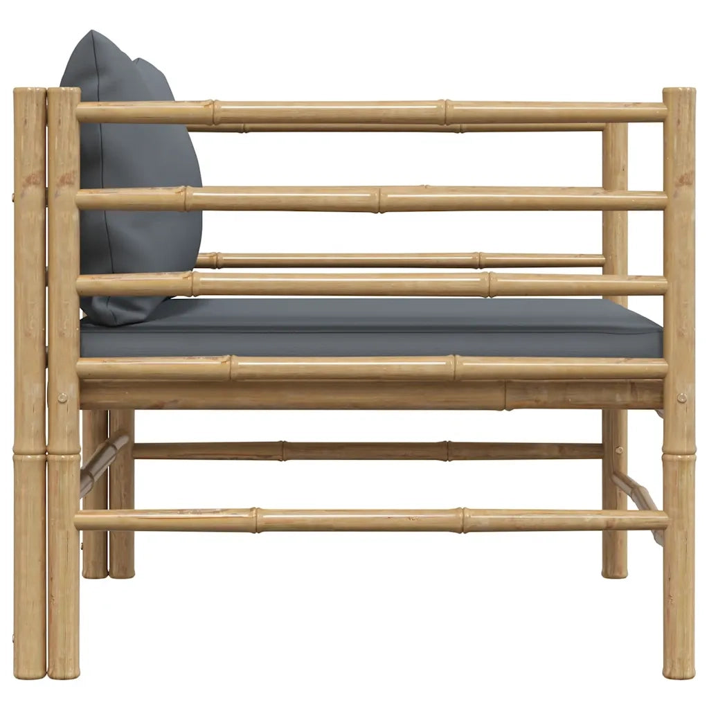 Divano da Giardino con Cuscini Grigio Scuro in Bambù 313156