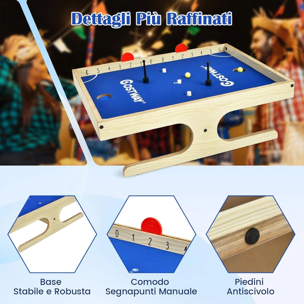 Mini Calcio Balilla da Tavolo, con 2 Giocatori con 2 Palline e 2 Set di Maniglie magnetiche, 2 segnapunti e 3 magnetici Color Biscotto, per Bambini Adulti Serate in Famiglia e Feste