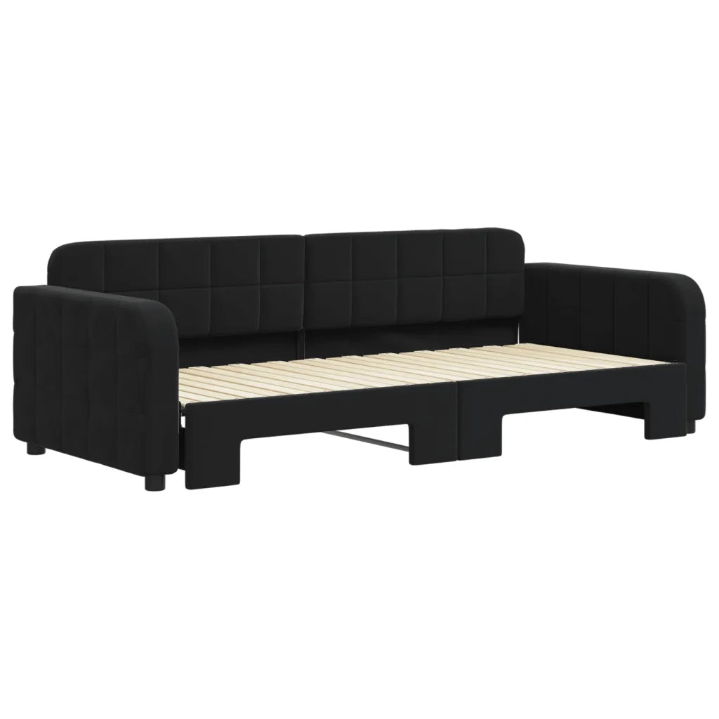 Divano letto | Sof¨¤ letto | Letto singolo Estraibile Nero 90x200 cm in Velluto