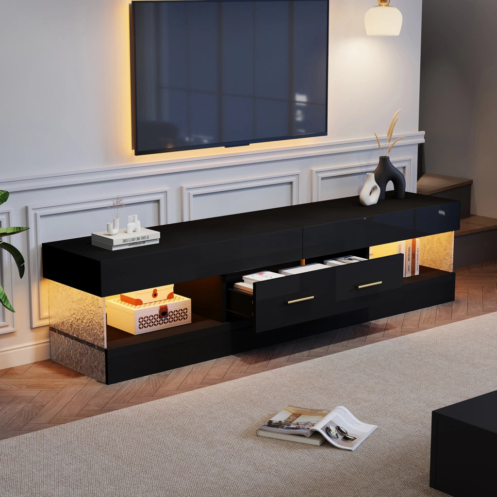Cassettiera TV nera in truciolato lunghezza 152 cm