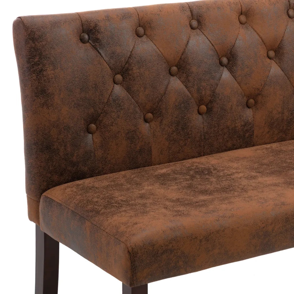 Panca-Sgabello 120 cm Marrone in Similpelle Scamosciata
