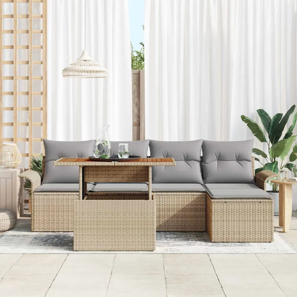 Set Divano da Giardino 6 pcs Beige Poly Rattan 3358058