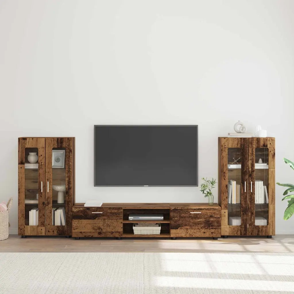 Set mobile TV con porta FLORIN Legno vecchio Legno multistrato