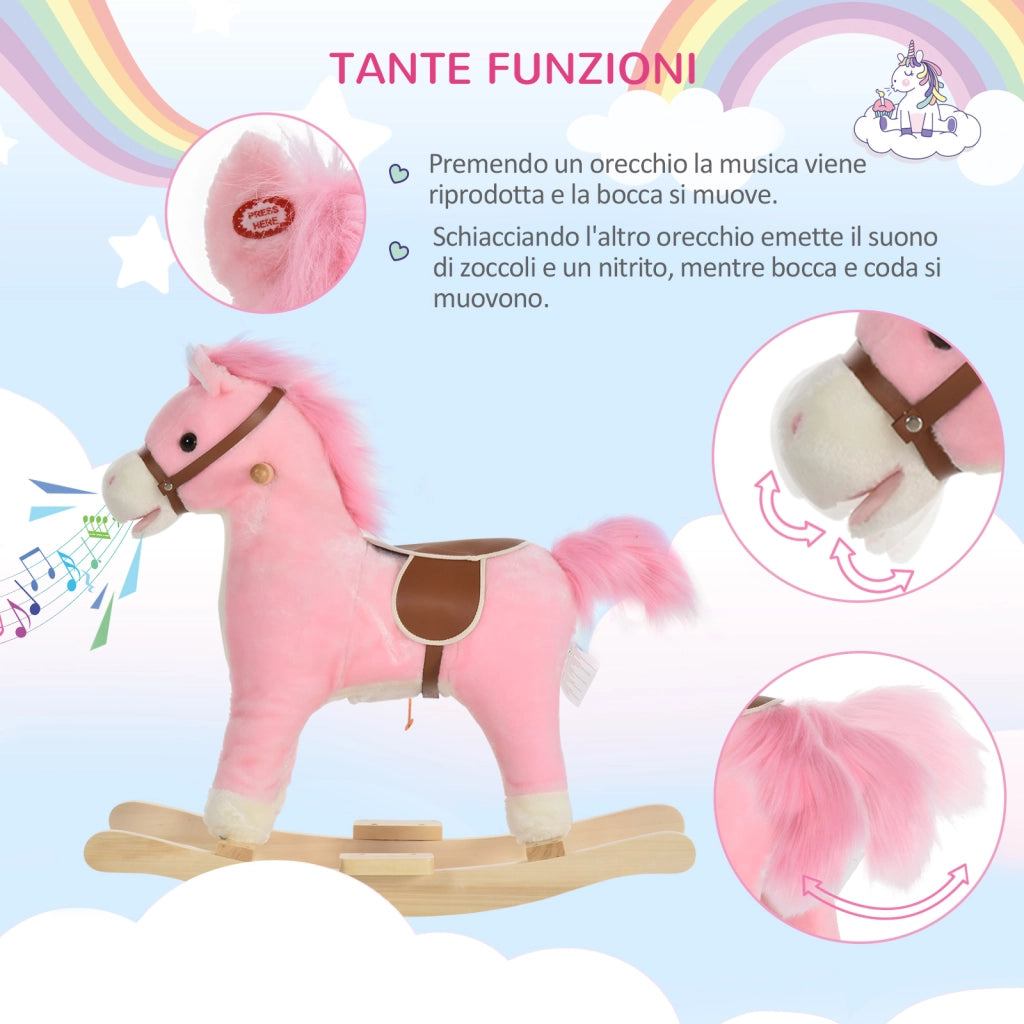 Cavallo a Dondolo per Bambini con Suoni ¨C Minimal ¨C Rosa