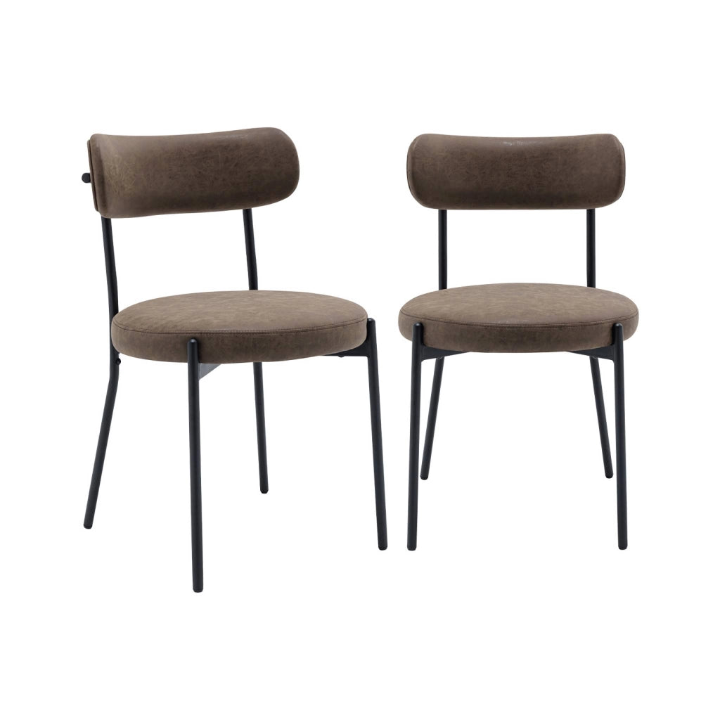 Set di 2 sedie metallo e similpelle , marrone