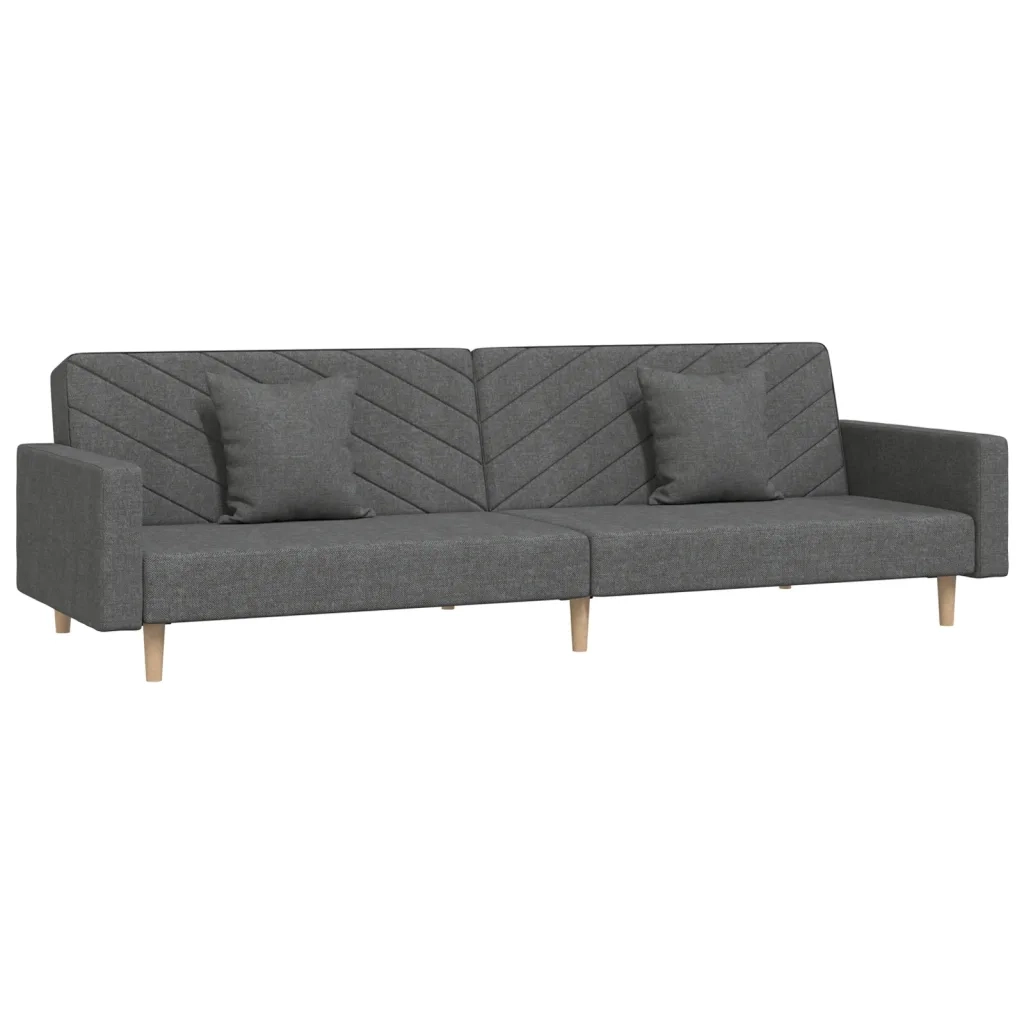 Divano Letto a 2 Posti con 2 Cuscini Grigio Scuro in Tessuto 375900