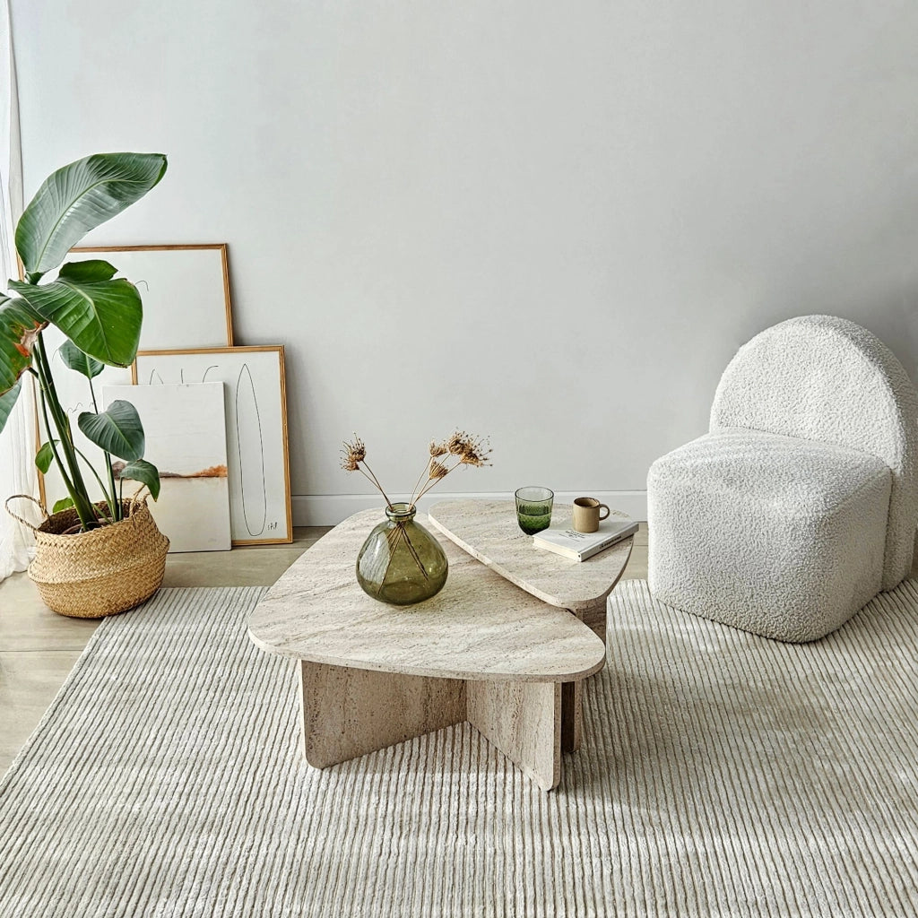 Saraceno, Tavolino da Salotto Modulabile, 90x60x35h cm Bianco Marmo