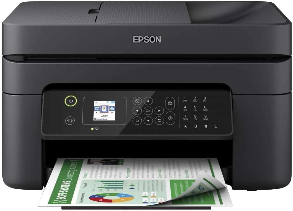 WorkForce WF-2830DWF Multifunzione a Getto d'Inchiostro 4-in-1, Stampa 5.760 x 1.440 dpi, Scansione, Copia, Fax, ADF, Wi-Fi, Cartucce Singole, LCD da 3.7 cm, Nero