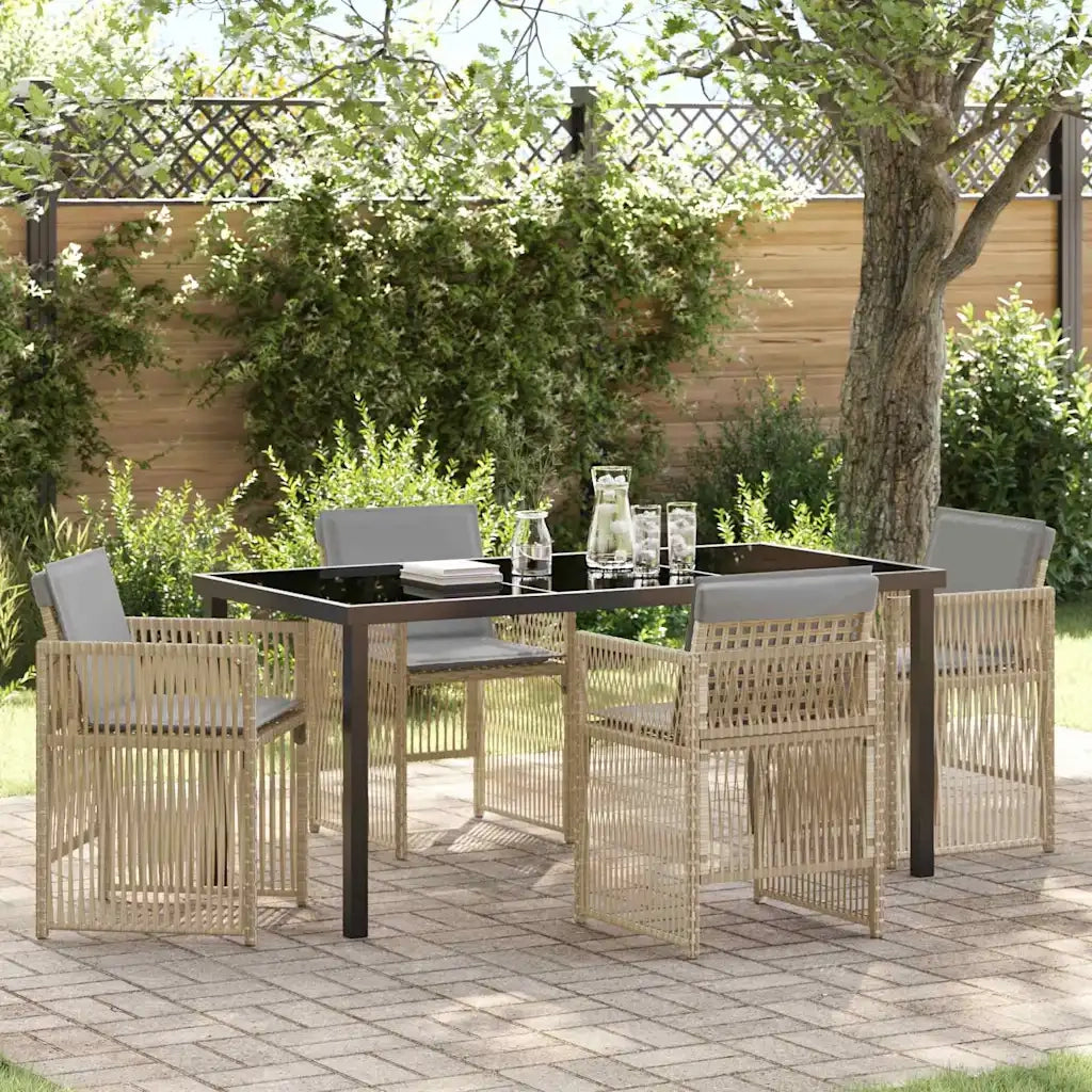 Set da Pranzo per Giardino 5 pcs Beige