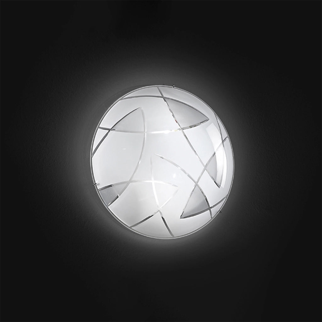 Plafoniera Contemporanea Fish Vetro Bianco 2 Luci E27 D40