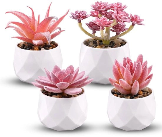 4 pezzi di mini piante artificiali, piante succulente, con vaso, piante decorative, imitazione, piccole piante artificiali, piante succulente, piante di imitazione, decorazione per ufficio, decorazione per salotto
