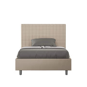Letto una piazza e mezza con rete imbottito 110x190 similpelle tortora Sunny