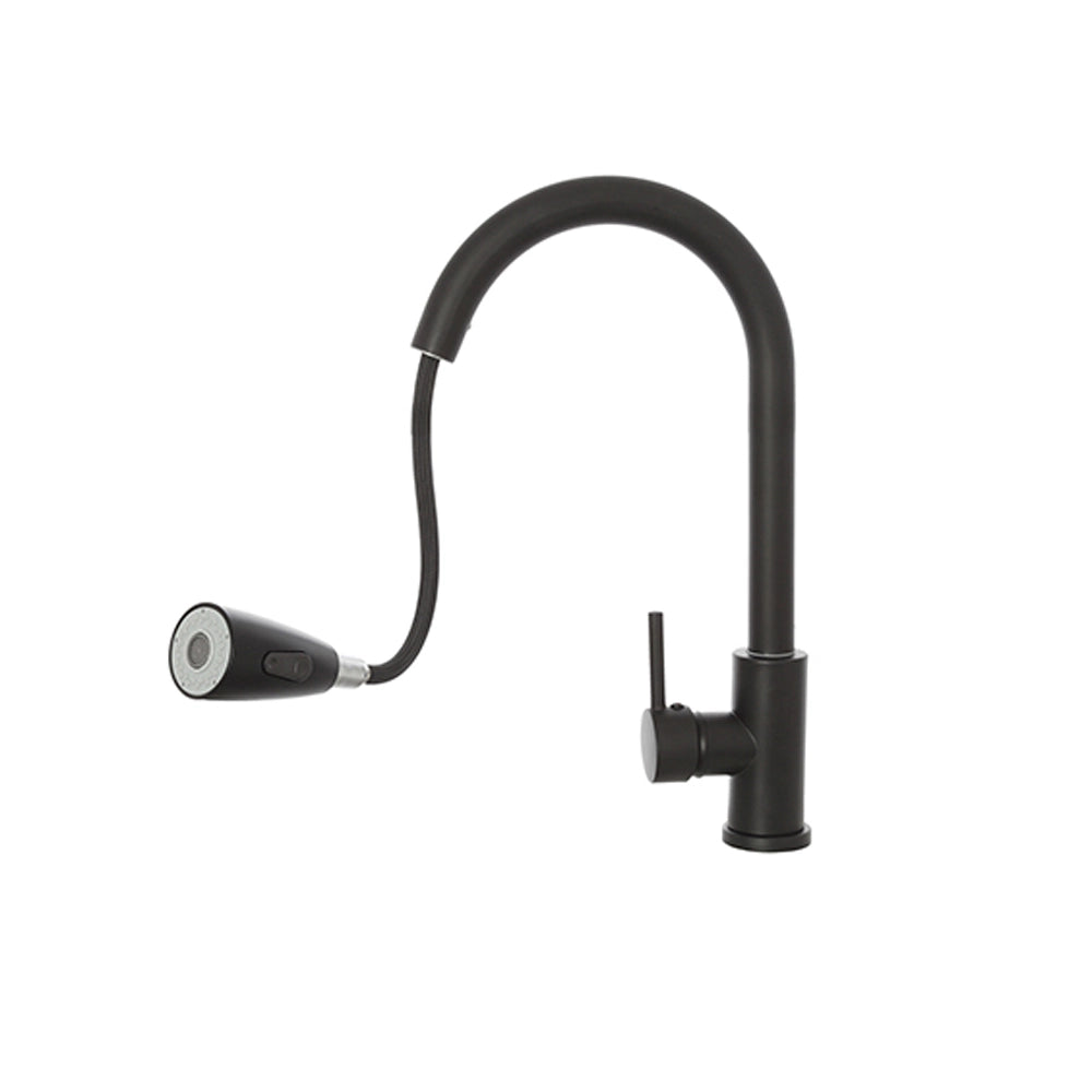 MISCELATORE RUBINETTO LAVELLO CUCINA ACCIAIO NERO OPACO + DOCCETTA ESTRAIBILE "KITCHEN" FERIDRAS