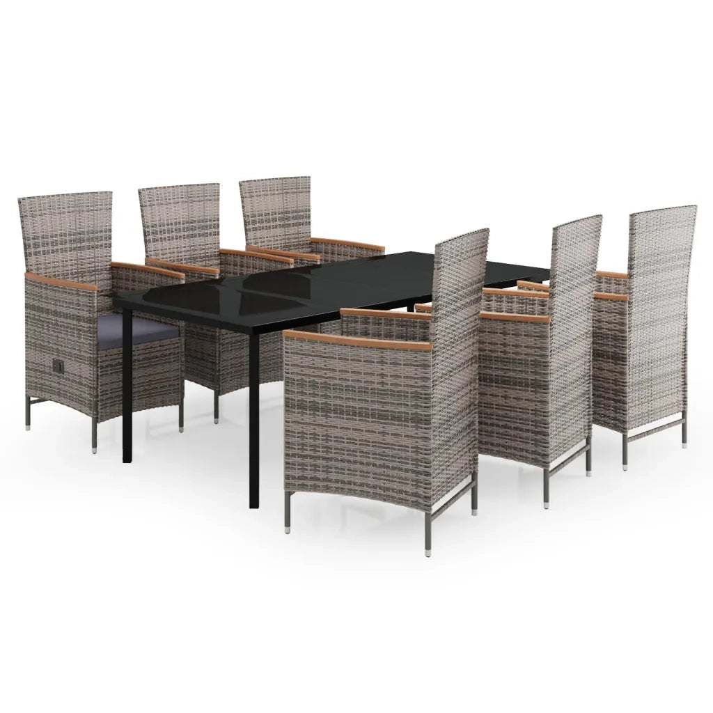 Set da Pranzo da Giardino 7 pz con Cuscini Grigio 3099435