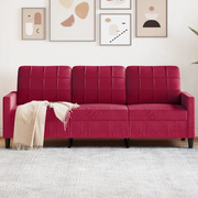 Divano a 3 Posti Rosso Vino 180 cm in Velluto 4007638