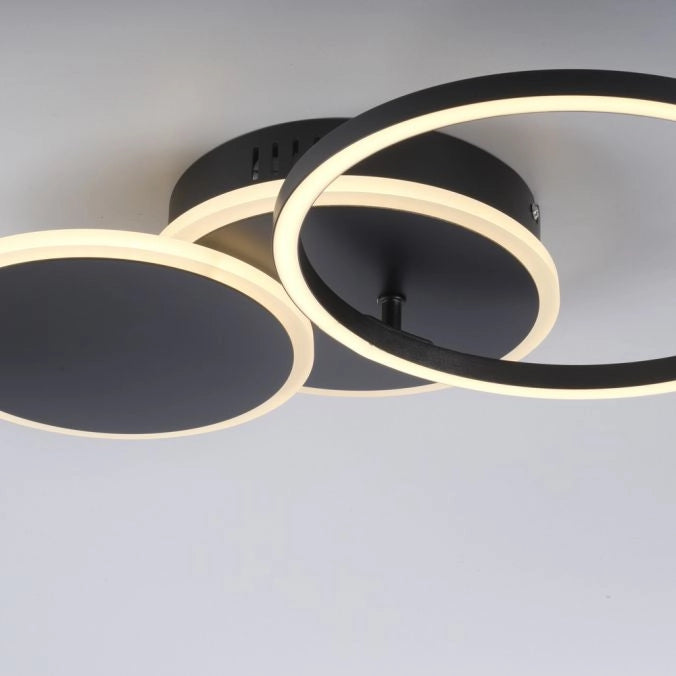 Plafoniera LED Leuchten Direkt Sevent nera 25,5W 3000K