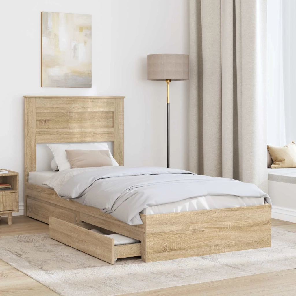 Letto con Contenitore con testiera Rovere Sonoma 100 x 200 cm