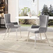 SEDIA in velluto 62,87x58,42x55,88 cm Grigio, Set da 2 pezzi