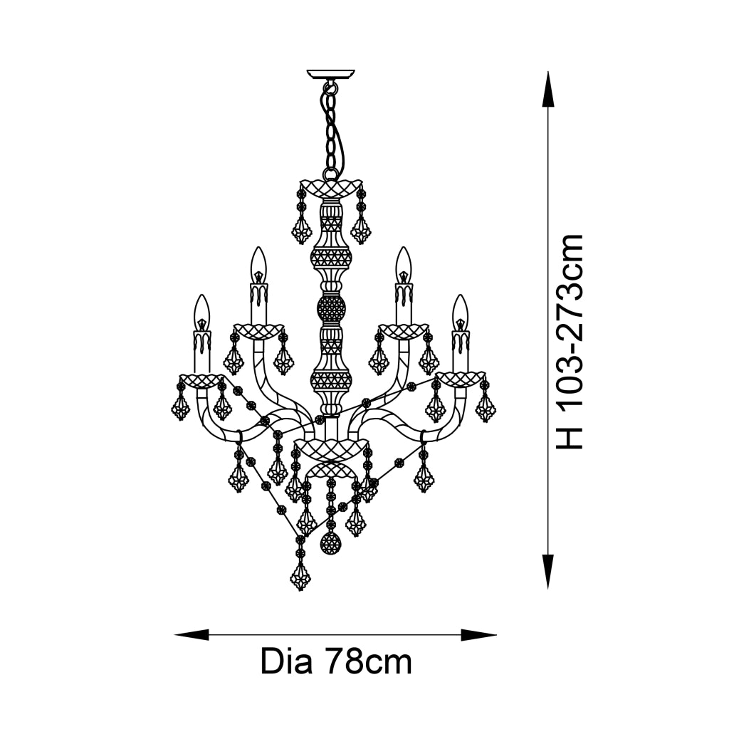 Lampadario glamour acrilico trasparente 12xE14 Endon