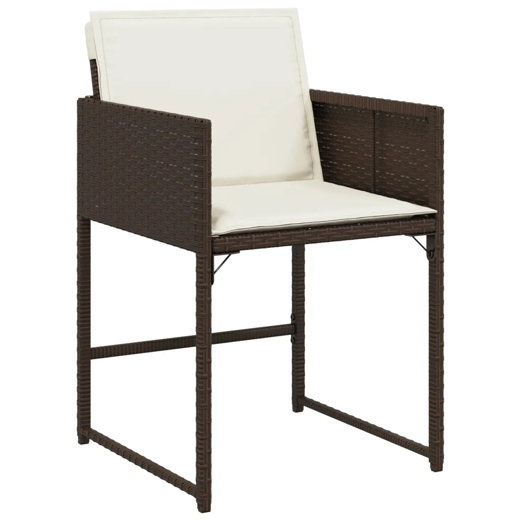 Set da Pranzo da Giardino 7pz con Cuscini in Polyrattan Marrone 3278036