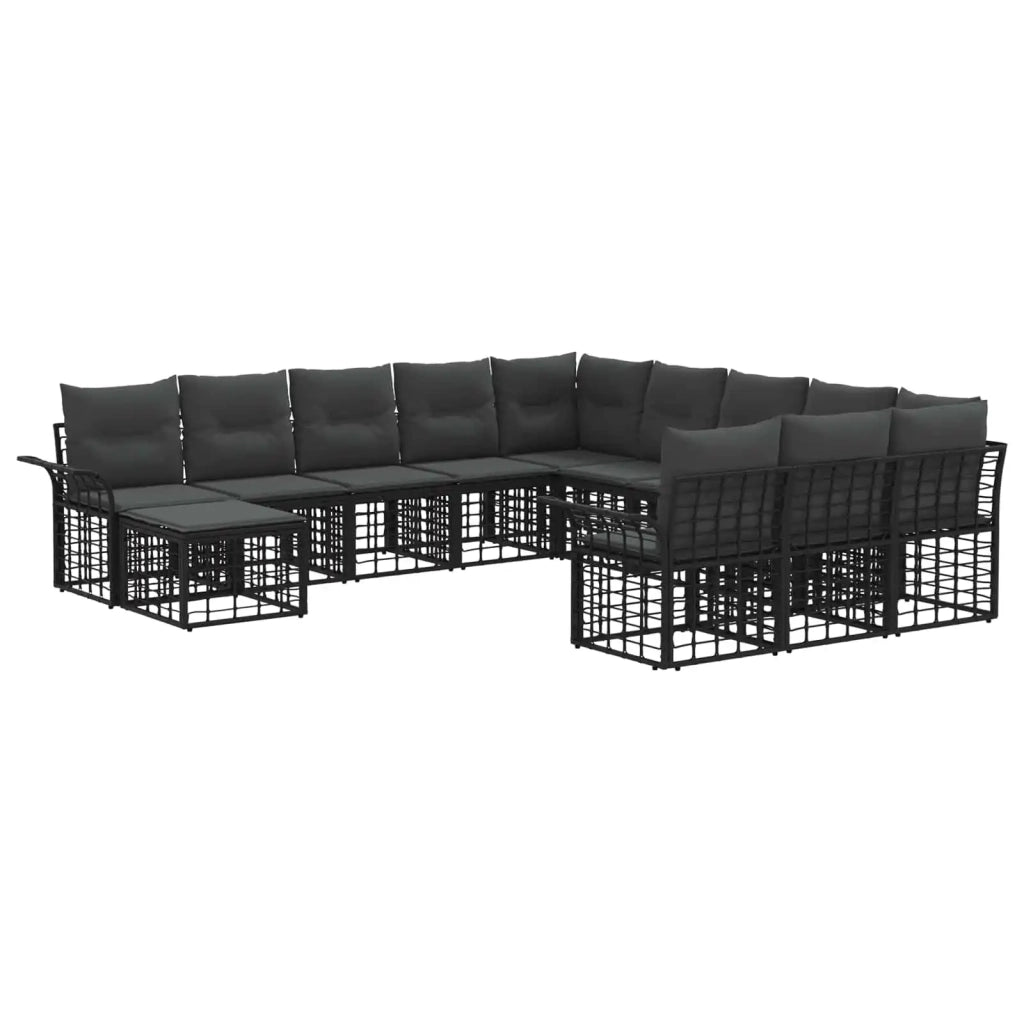 Set Divano da Giardino 12 pcs Nero e Grigio scuro polyrattan 3437825