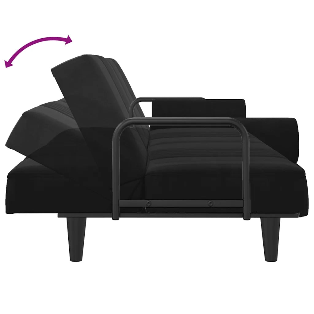 Divano letto | Sof¨¤ letto | Letto singolo con Braccioli Nero in Velluto