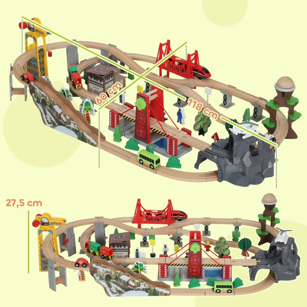 Treno Giocattolo in Legno ¨C Minimal ¨C 100 Pezzi, Colori Vari