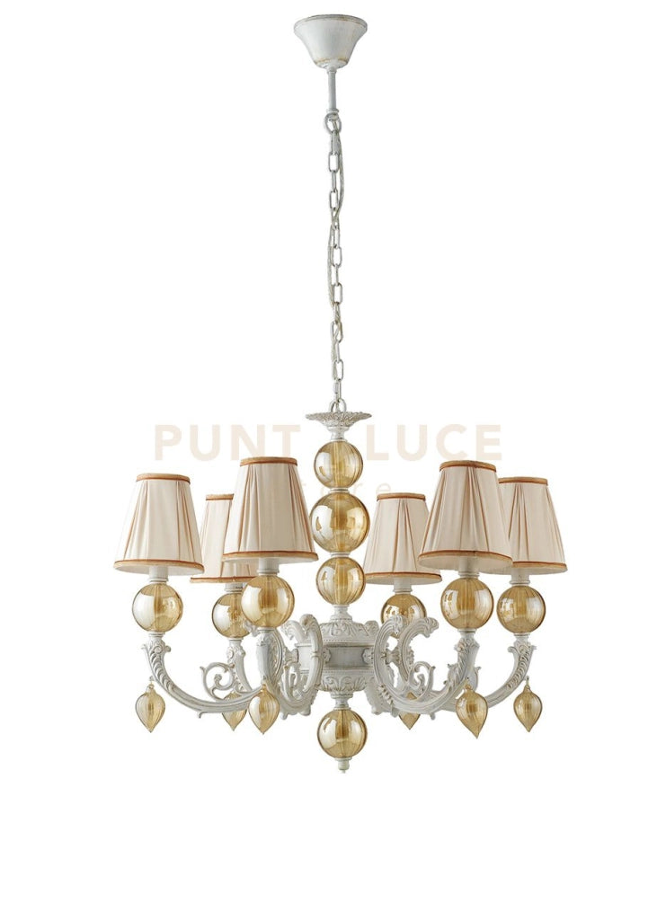 LAMPADARIO ORFEO BIANCO 6XE14 74X68CM