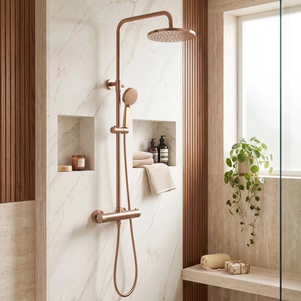 Set Doccia Con Termostato Rea Parot Light Brush Copper