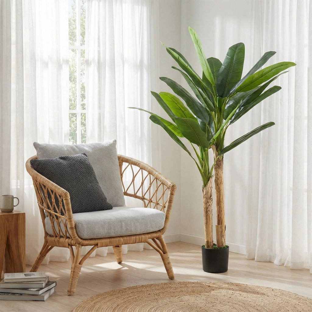 Pianta Artificiale Banano 150 cm ¨C Xylo ¨C Verde con Vaso e 2 Tronchi