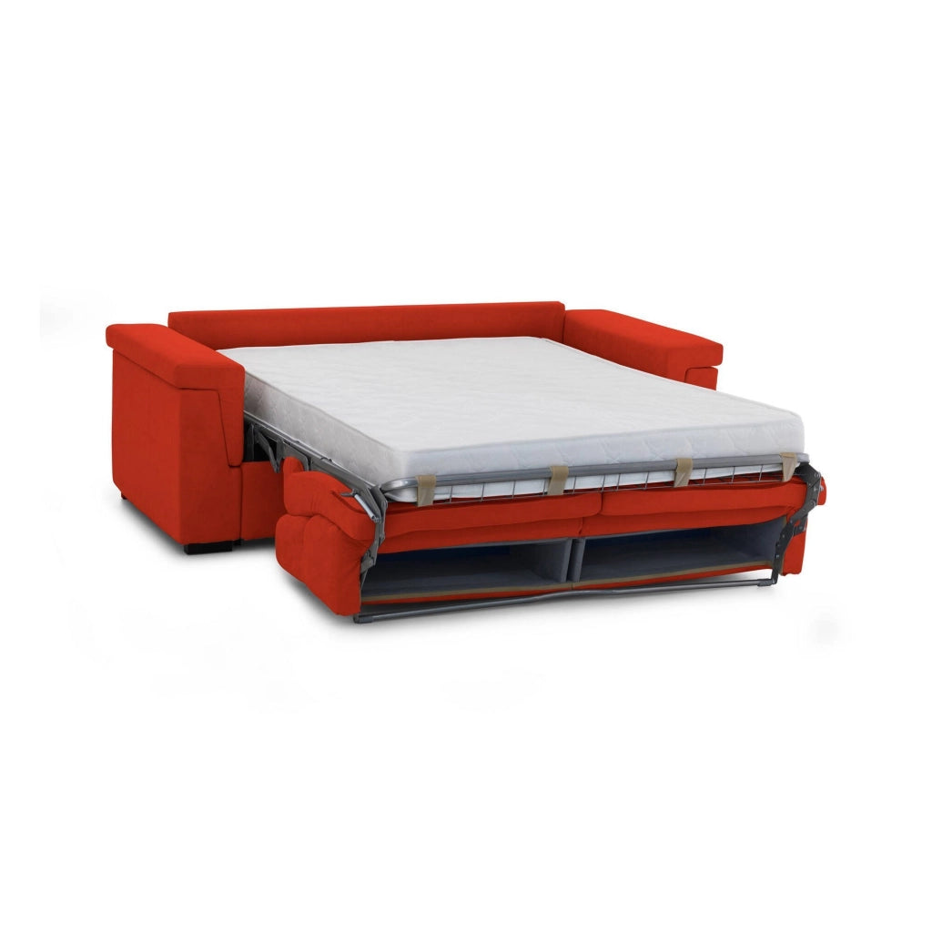 Brusasco, Divano Letto 2 Posti Sfoderabile Made in Italy, 205x95 cm Arancione