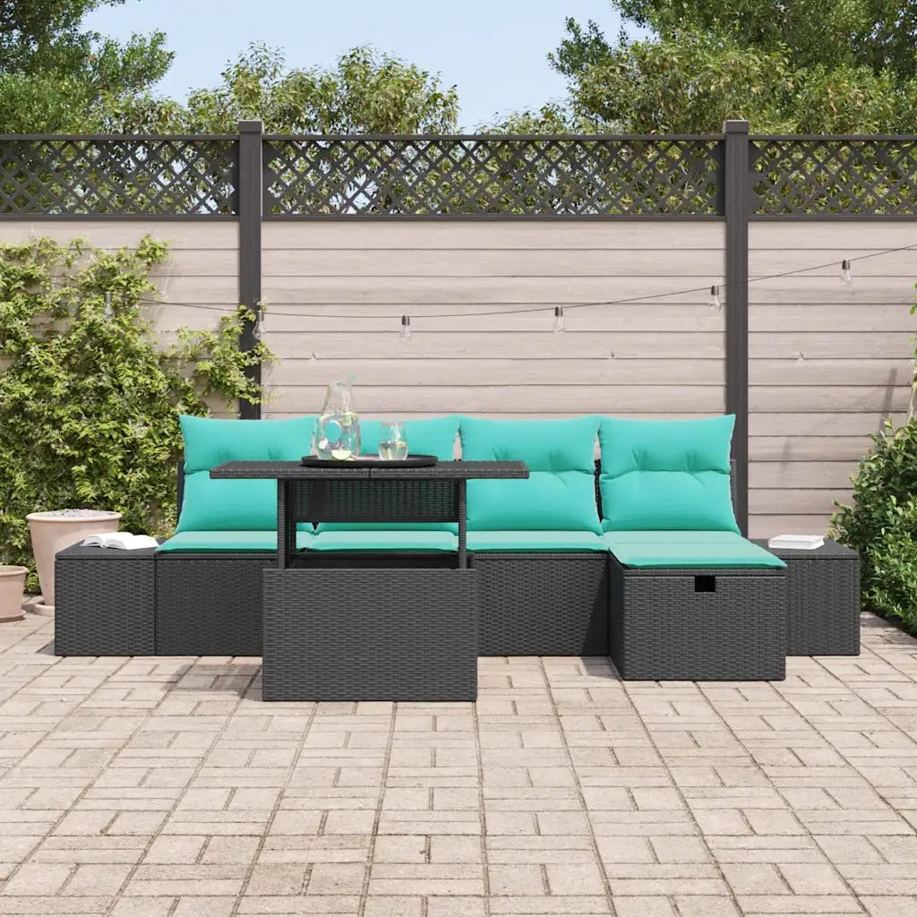 Set Divano da Giardino 6 pz Nero polyrattan 3361205