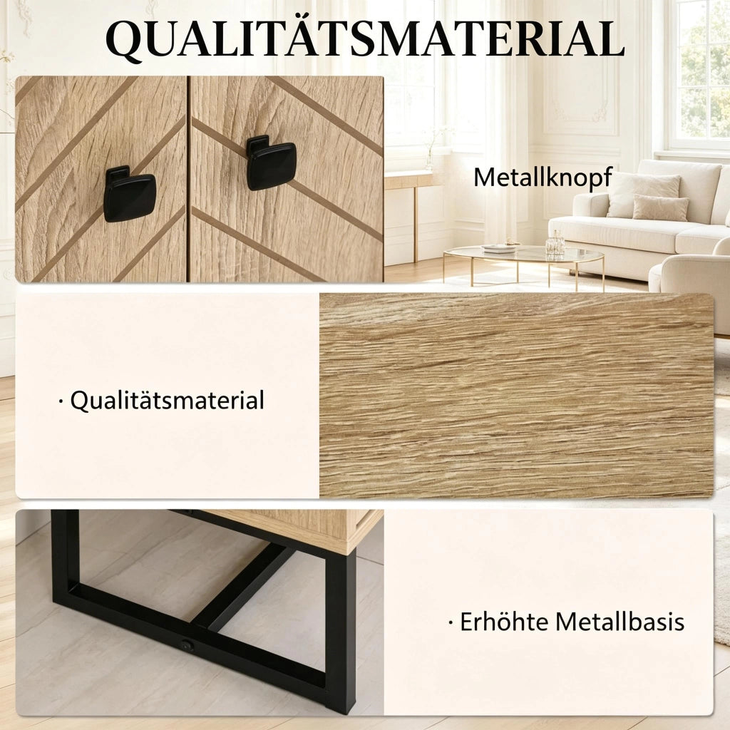 MADIA con ripiani regolabili 80x29,5x80 cm Nero/Naturale MDF e metallo