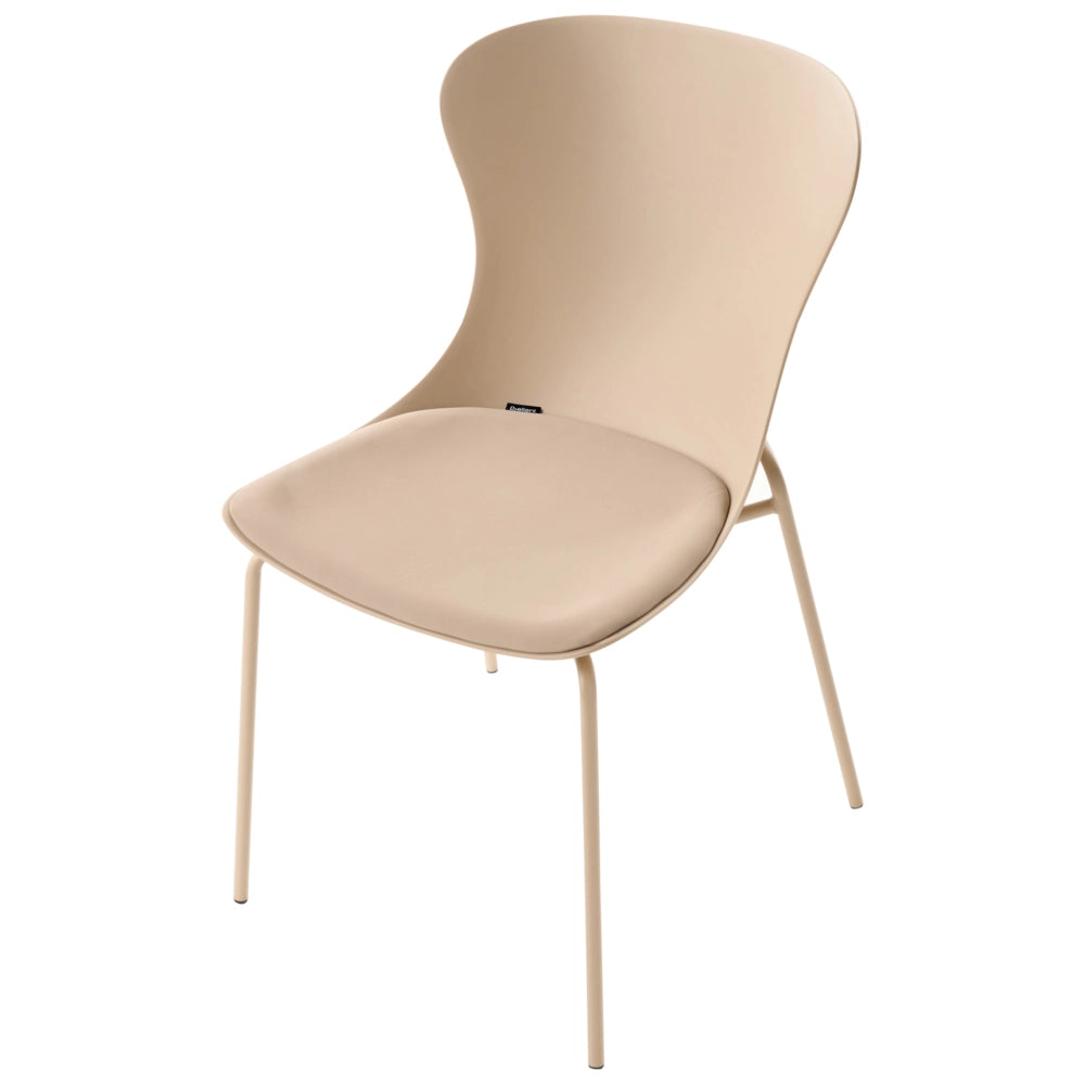 Set di 2 sedie da pranzo con seduta in materiale sintetico beige e struttura in metallo cuscino in stile minimalista scandinavo